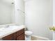 Clean bathroom with a single vanity, toilet, and mirrored medicine cabinet at 4626 Derby Loop, Fairburn, GA 30213