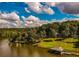 Aerial view of property with private lake access at 183 Madden Rd, Bowdon, GA 30108