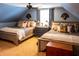 Two twin beds in a blue room with a rustic feel at 183 Madden Rd, Bowdon, GA 30108