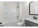 Modern bathroom with a tub, toilet, and vanity at 278 Deer Creek Run # 3-12, Moreland, GA 30259