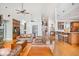 Open concept living area with hardwood floors and a view into kitchen at 460 Dixie Rd, Covington, GA 30014