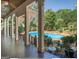 Inviting pool area viewed from the porch, surrounded by lush landscaping at 2204 Monticello St, Covington, GA 30014