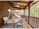 Wooden deck with seating area, overlooking wooded area at 1785 Whitley Rd, Dacula, GA 30019