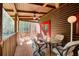 Wooden deck with seating area, overlooking wooded area at 1785 Whitley Rd, Dacula, GA 30019