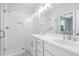 Modern bathroom with double vanity and herringbone tile shower at 1321 Parc Bench Rd, Atlanta, GA 30316