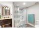 Basement bathroom with tub and shower at 599 Palmer Se Ct, Conyers, GA 30094