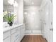 Spa-like bathroom with double vanity and a large shower at 428 10Th St, Auburn, GA 30011