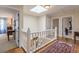 Bright upper hallway with hardwood floors and a skylight at 380 Stone Mill Trl, Atlanta, GA 30328