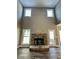 Stone fireplace with a large hearth in a living room at 22 Stratford Way, Kingston, GA 30145