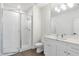 Modern bathroom with white cabinets and a large shower at 2174 Avion Way # 11, Chamblee, GA 30341