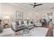 Open living room featuring a sectional sofa, coffee table, and ample natural light at 5158 Noble Village Way # 35, Lilburn, GA 30047