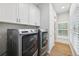 Laundry room with modern washer and dryer, and ample cabinet space at 3483 Conley St, College Park, GA 30337