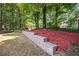 Landscaped retaining wall with red mulch at 3664 Nessa Se Ct, Smyrna, GA 30082