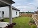 Landscaped backyard with a wooden fence and lush green grass at 1356 Flora Dr, Conyers, GA 30094