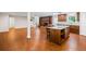 Finished basement with kitchen island and hardwood floors at 2690 Hideaway Hills Sw Ln, Powder Springs, GA 30127