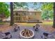 Spacious backyard with fire pit and deck, backing up to wooded area at 6925 Keswick Ct, Cumming, GA 30040