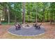 Fire pit with seating area in a wooded backyard at 6925 Keswick Ct, Cumming, GA 30040