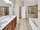 Spa-like bathroom with double vanity and soaking tub at 4206 Weavers White Ln # 17, Austell, GA 30106