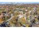 Aerial view of homes showcasing autumn foliage and a city skyline in the distance at 1112 Delaware Se Ave, Atlanta, GA 30316