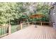 Spacious deck with an umbrella, overlooking the backyard at 377 Mill Ridge Way, Lawrenceville, GA 30046