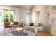 Bright living room with comfortable seating, large windows and a coffee table at 24 Cheney St, East Point, GA 30344