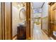 Elegant powder room with a unique sink and vanity at 3651 Chandler Haulk Rd, Loganville, GA 30052