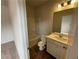 Small bathroom with single vanity and tub shower combo at 263 Arwen Drive Lot 65, Mcdonough, GA 30252