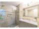 Modern bathroom with large walk-in shower and gray tile at 303 Walnutwood Trl, Roswell, GA 30075