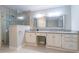 Bathroom with granite countertop, white cabinets and glass shower at 303 Walnutwood Trl, Roswell, GA 30075