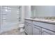 Bathroom with double vanity, granite countertops, and shower/tub combo at 6108 Ripple Way # 49, South Fulton, GA 30349