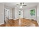 Bright bedroom with hardwood floors and ceiling fan at 1886 S Gordon Sw St, Atlanta, GA 30310