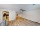Spacious living room with ceiling fan and hardwood floors at 5332 Zachary Dr, Stone Mountain, GA 30083