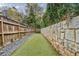 Private backyard with artificial turf and stone wall at 955 Juniper Ne St # 4027, Atlanta, GA 30309