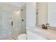 Bathroom featuring granite countertop and a walk-in shower at 929 Hilltop Park Ct, Dacula, GA 30019