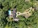 Aerial view of house, grounds, and circular driveway at 4660 Jett Rd, Atlanta, GA 30327