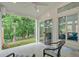 Covered patio overlooking wooded area with lake views and comfortable seating at 205 Lakeside Pl, Canton, GA 30114