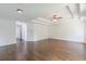 Bright bedroom with hardwood floors and coffered ceiling at 1410 Eastland Se Rd, Atlanta, GA 30316