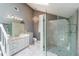 Elegant bathroom with marble flooring, walk-in shower, and double vanity at 1274 Bramlett Shoals Rd, Lawrenceville, GA 30045