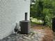 Exterior HVAC unit on a gravel and stone base next to a brick wall at 2023 Lee Dr, Austell, GA 30168