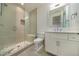 Clean bathroom with a shower/tub combo and white vanity at 1235 Mount Paran Nw Rd, Atlanta, GA 30327