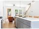Open kitchen with gray island, white countertops, and stainless steel appliances at 597 Federal Se Ter, Atlanta, GA 30315
