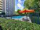 Refreshing swimming pool with patio furniture and umbrella at 1501 Clairmont Rd # 1917, Decatur, GA 30033