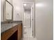 Bathroom with granite vanity and a shower/tub combo at 3599 Woodbriar Cir # E, Tucker, GA 30084