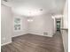 Dining area with hardwood floors and a chandelier at 3599 Woodbriar Cir # E, Tucker, GA 30084