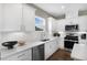 Modern kitchen with white cabinets, quartz countertops and stainless steel appliances at 159 Park Ln, Fairburn, GA 30213