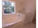 Relaxing bathroom featuring a soaking tub and walk-in shower at 221 Bridgemill Ln, Hampton, GA 30228