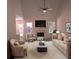 Spacious living room with fireplace and high ceilings at 221 Bridgemill Ln, Hampton, GA 30228