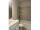 Bathroom with shower/tub combo and white vanity at 2414 Anhinga Dr, Loganville, GA 30052