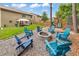 Relaxing fire pit area with blue chairs and backyard view at 437 Livingston Pt, Acworth, GA 30102