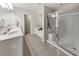Bathroom boasts double vanity, soaking tub, and separate shower at 437 Livingston Pt, Acworth, GA 30102